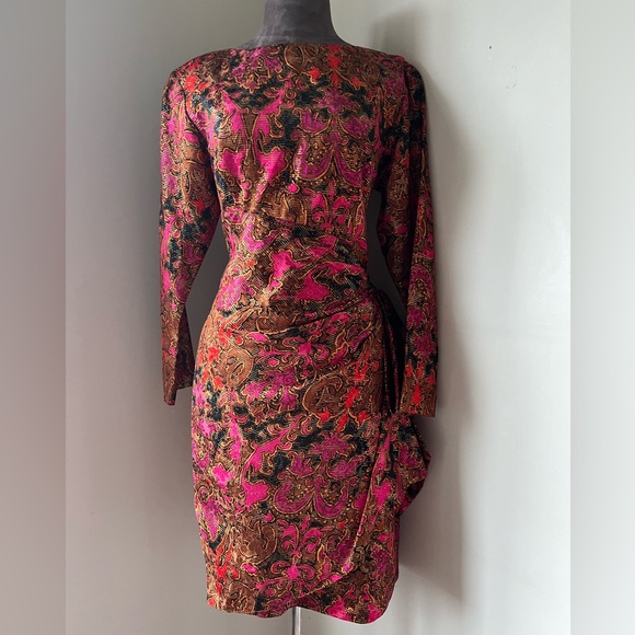 Vintage Silk Dress w Open Back - Picture 2 of 10